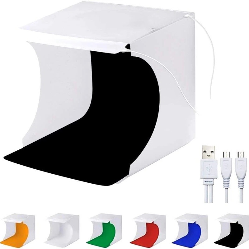 Photography Lighting Kit With Backdrop - Портативный складной фотобокс с LED-подсветкой, мини-фотостудия,