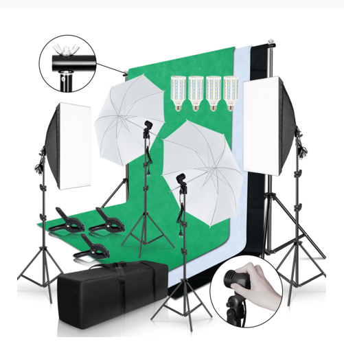Полный комплект для фотосъемки – обзор и цена Photography Lighting Kit With Backdrop